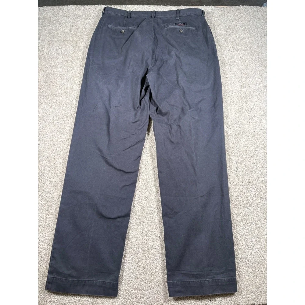 Polo Ralph Lauren Andrew Pant Mens 37x31 Navy Blue Pleated Chino Twill Trousers